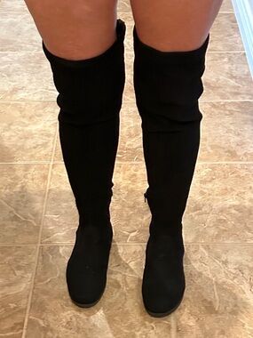 BAMBOO Black Over-the-Knee Stretch Boots